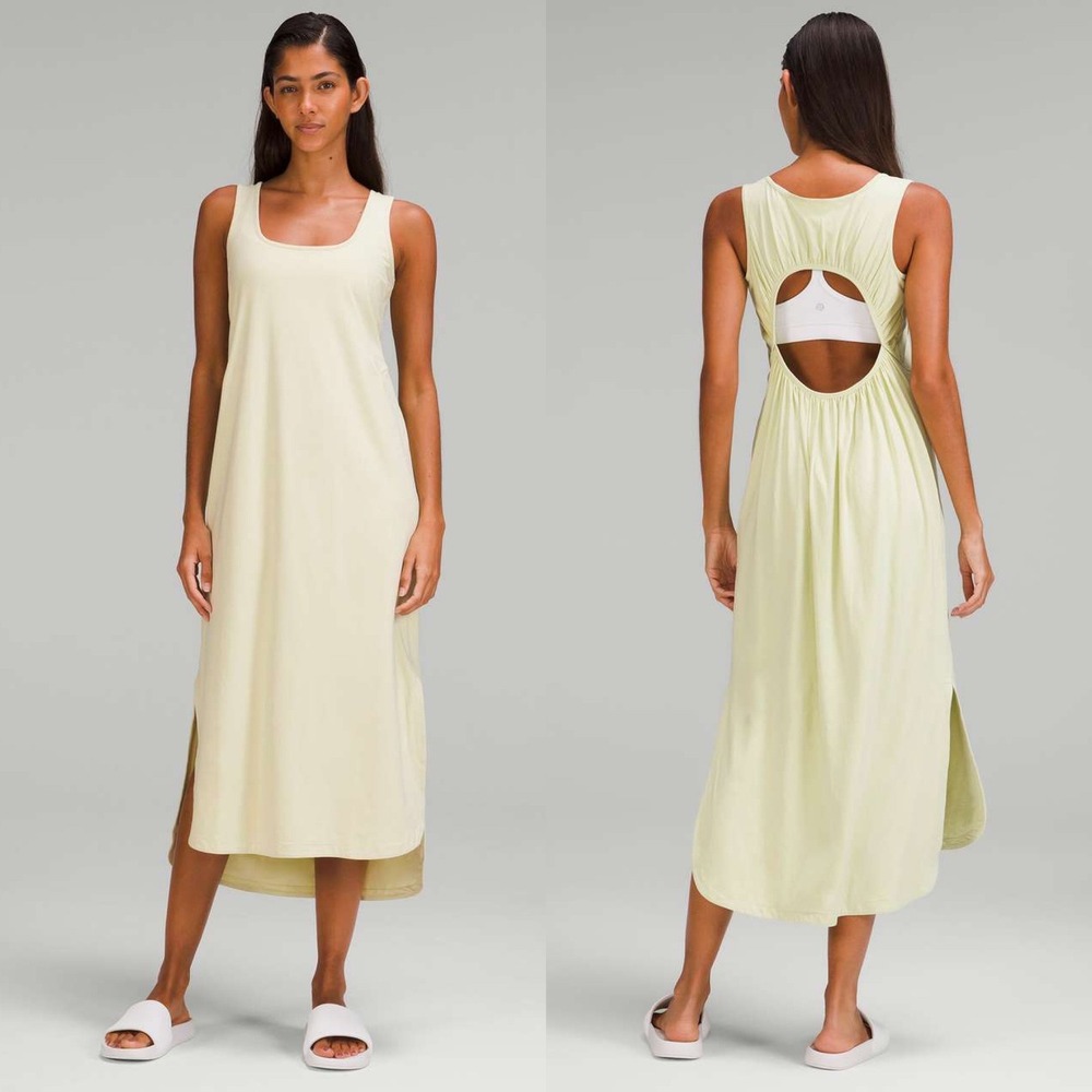 Lululemon Pima Cotton Open-Back Midi Dress in Dewy Athleisure Casual Effortless
